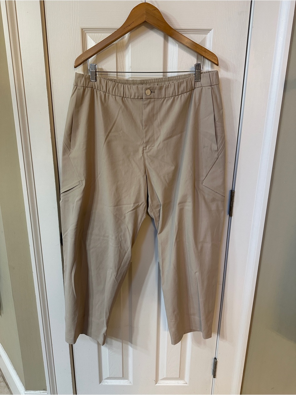 Lululemon Lab Pants Mens 36 Beige Wool-Blend Cargo Trousers Gorpcore Techwear